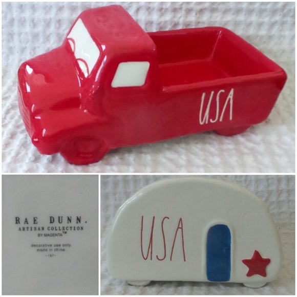 Rae Dunn Red TRUCK + USA CAMPER TRAILER 4th July
